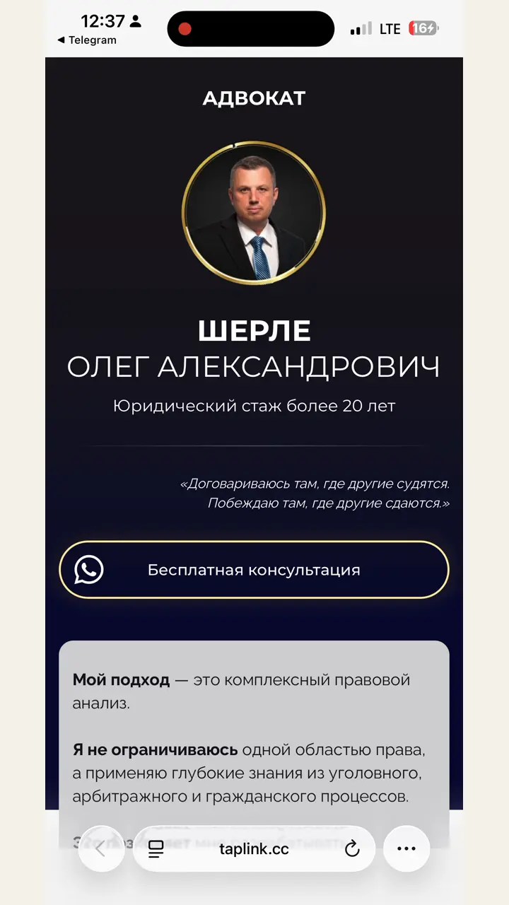 Превью кейса — Адвокат Шерле — юридическая помощь и защита